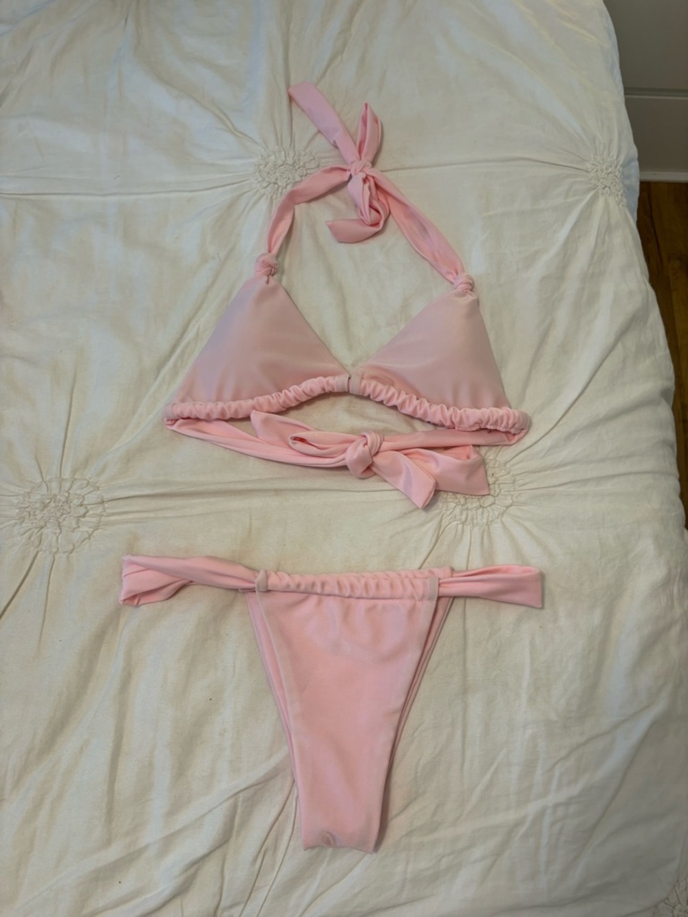 Light Pink Tie-Back Triangle Bikini Set